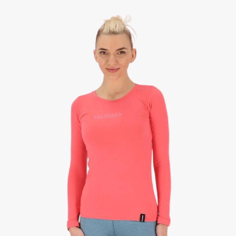 Quick Sale Salomon Womens Scoop Neck Long Sleeve Tee Sinkist Coral
