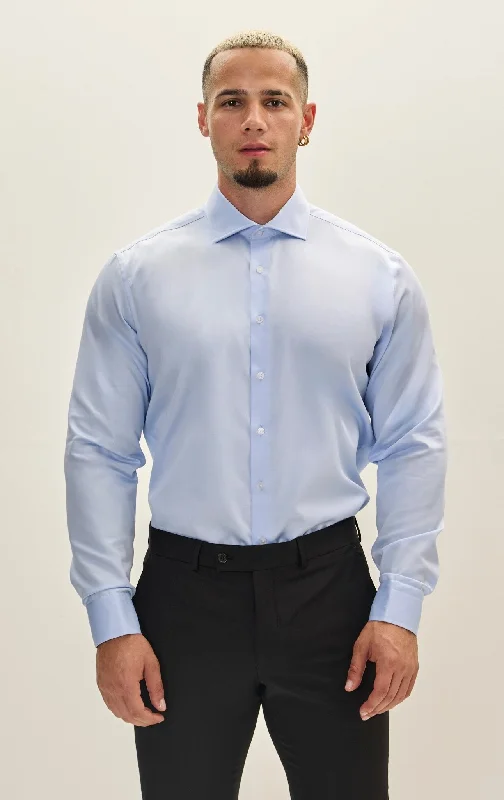 Non-Iron Pure Cotton Spread Collar Dress Shirt - Blue