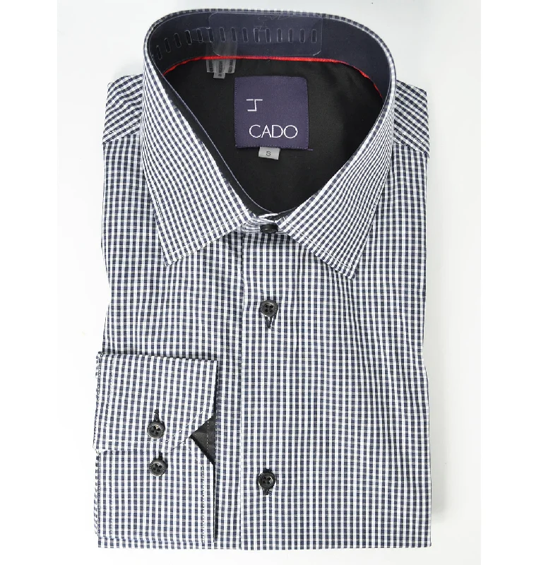 Black and White Gingham Men's Dress Shirt by Cado