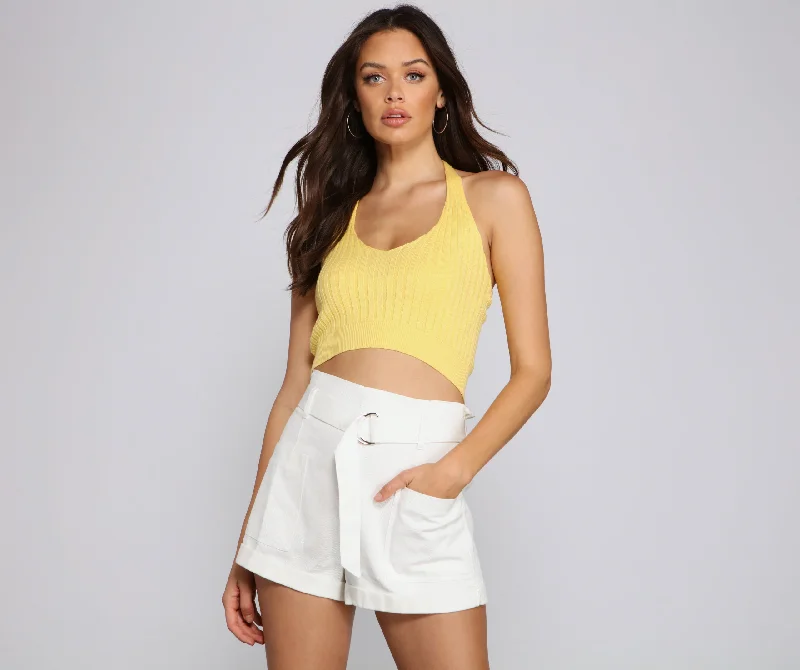 Special Price Knit Happens Halter Sweater Top