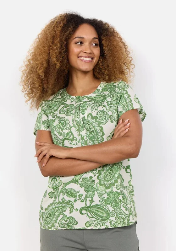 Special Discount Soyaconcept Dido Paisley Print Top, Green