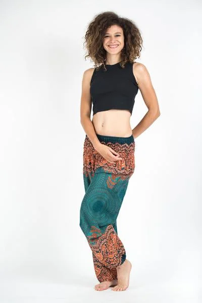 Price Break Unisex Geometric Mandalas Harem Pants in Turquoise