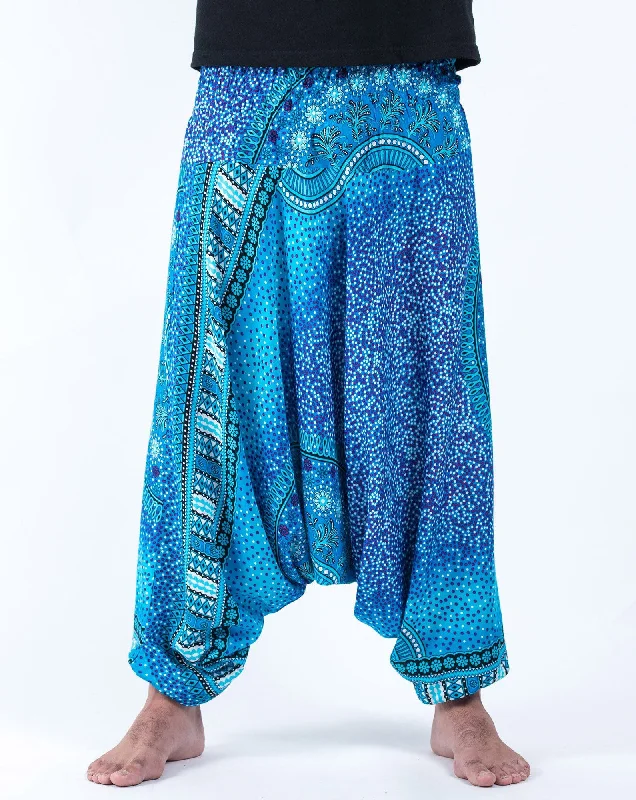 Weekend Specials to Cherish Unisex Tribal Chakras Drop Crotch Drop Crotch Jumpsuit Harem Pants in Blue Weekend Specials to Cherish Unisex Tribal Chakras Drop Crotch Drop Crotch Jumpsuit Harem Pants in Blue