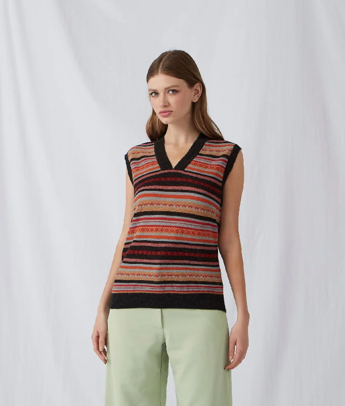 Big Savings The Striped Links & Jacquard Scoop Neck Vest