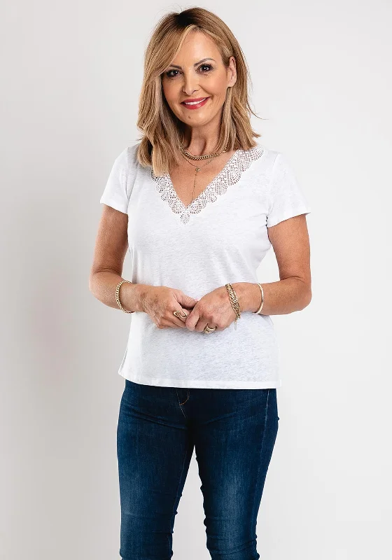 Special Discount White Stuff Ellie Linen Lace Trim Top, Brilliant White