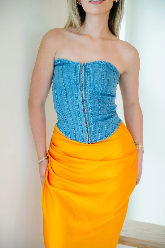 Great Deals All Laced Up Corset Top - Denim