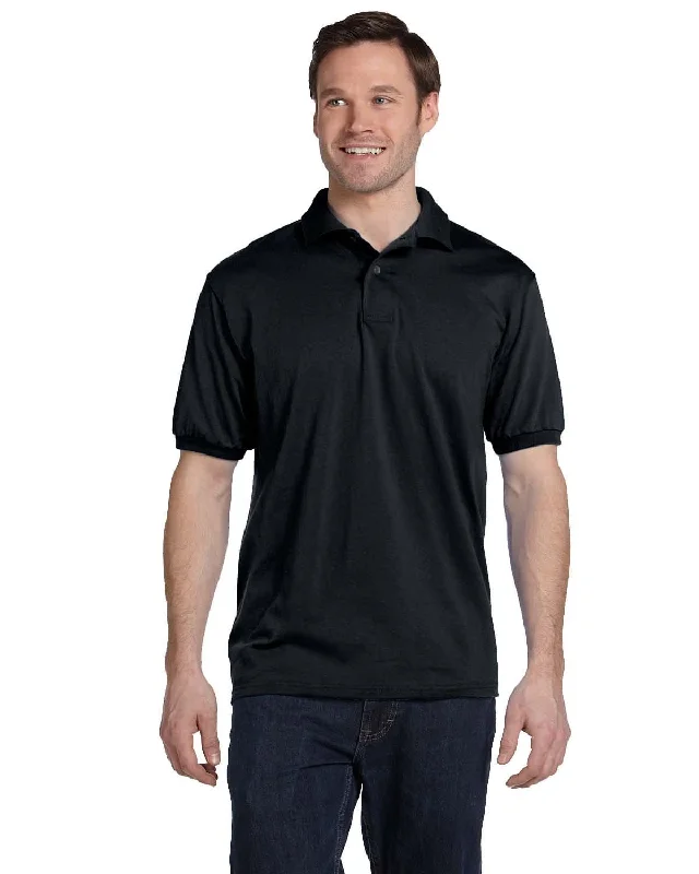 Hanes Jersey Knit Polo Shirt | Black