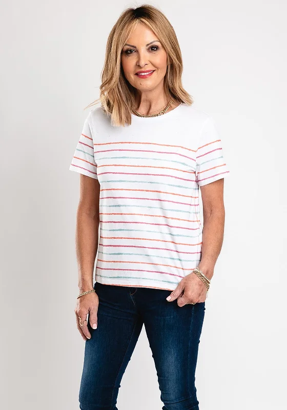 Overstock Clearance White Stuff Abbie Stripe T-Shirt, Ivory Multi