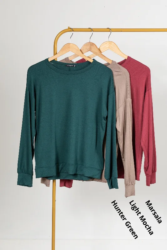 Best Bargains Long Sleeve Relaxed Fit Terry Knit Top