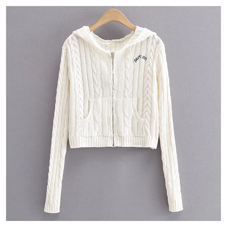 Half Price Slim letter embroidery zipper knit coat autumn  7447