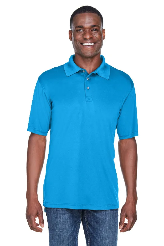 UltraClub Mens Cool & Dry Performance Moisture Wicking Short Sleeve Polo Shirt - Sapphire Blue - Closeout