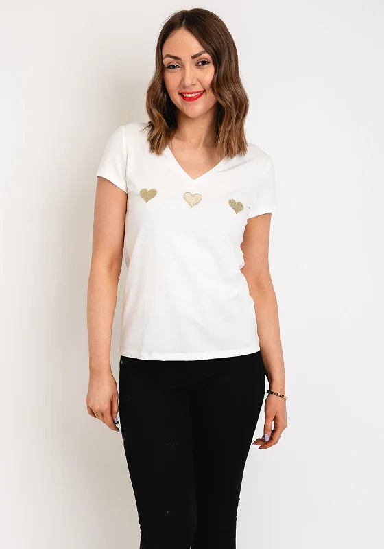 Online Exclusive Serafina Collection V-Neck Heart Motif T-Shirt, White