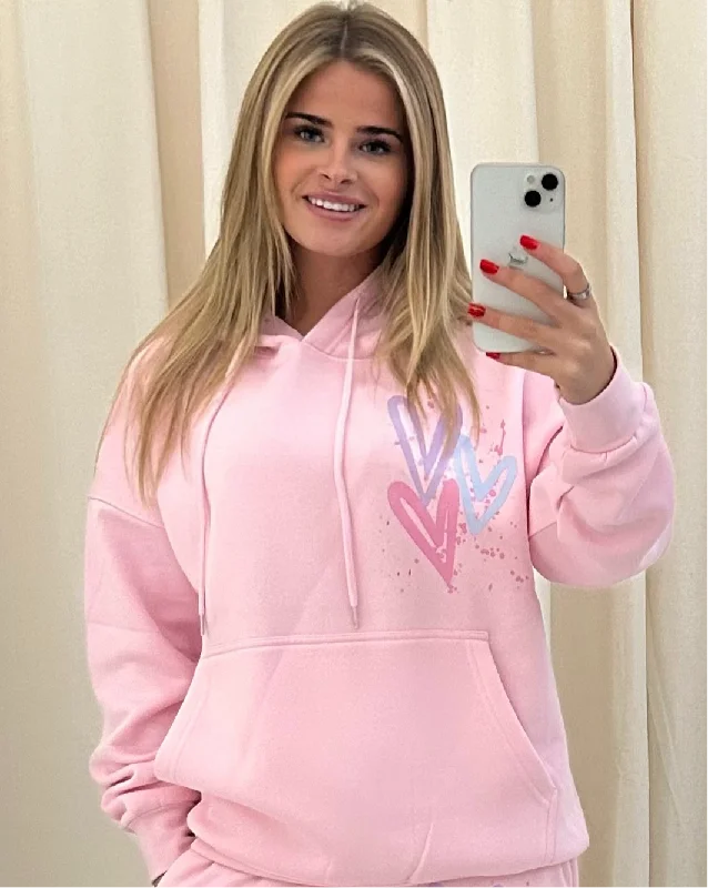 Instant Savings Miss Runway Pastel Heart Graffiti Hoodie Pink