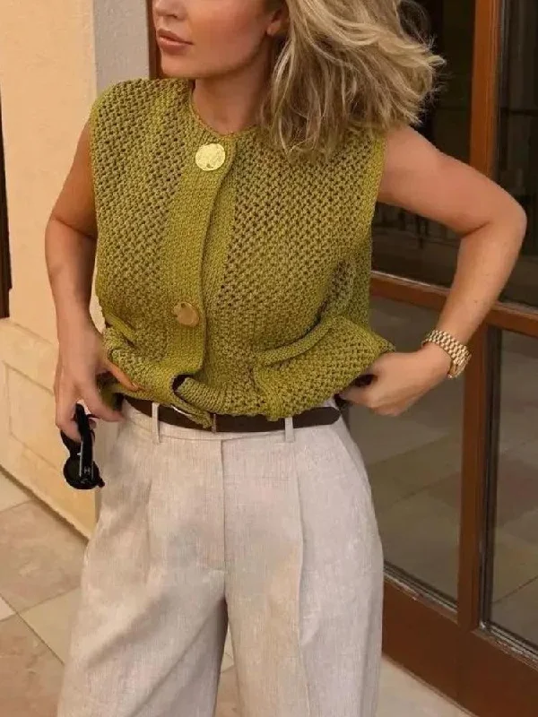 Online Only Crochet Sleeveless Cardigan
