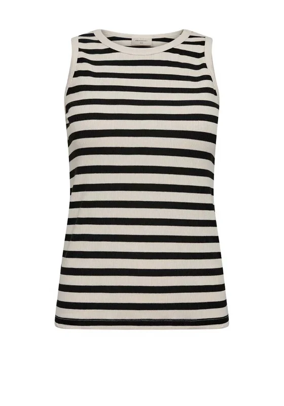 Weekend Specials to Delight Freequent Effy Rib Knit Tank Top, Off White & Black