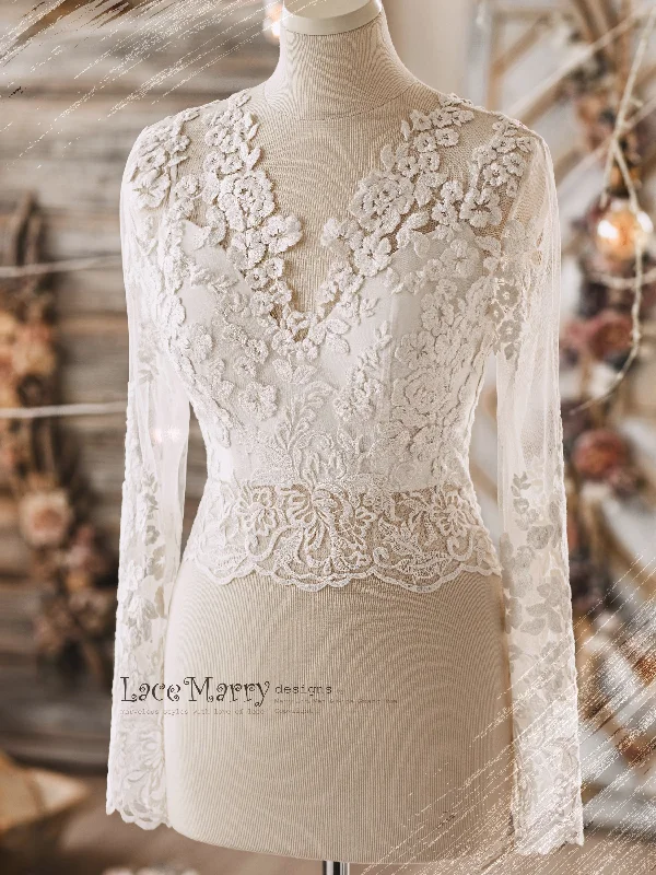 Act Fast ERIKA #4 / Bridal Lace Topper with Long Sleeves