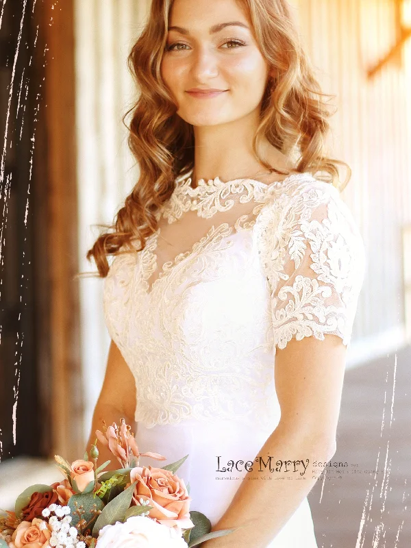 Special Discount JERICA / Short Sleeves Lace Bolero with Sparkling Appliques