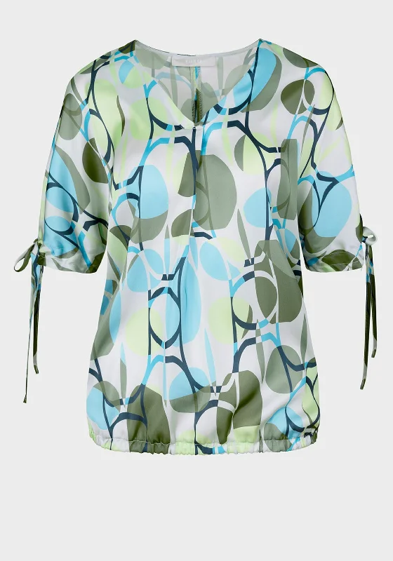Great Deals Bianca V-Neck Abstract Print Blouse, Green Mix