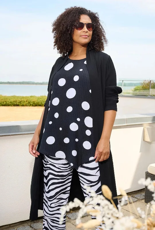 Weekend Bargains to Cherish Aprico Curve Kearney Polka Dot Sleeveless Top, Black