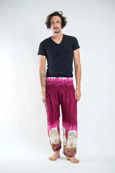 Super Deal Unisex Solid Top Elephant Harem Pants in Magenta