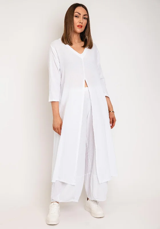 Weekend Deals That Sizzle One Life Celeste Open Slit Longline Top, White