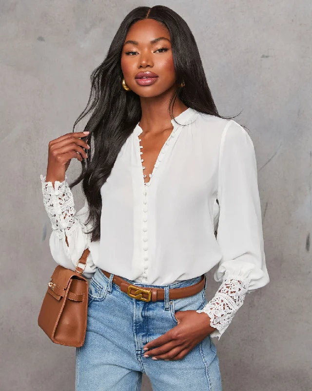 Big Discounts Girl Crush Lace Cuff Button Down Blouse