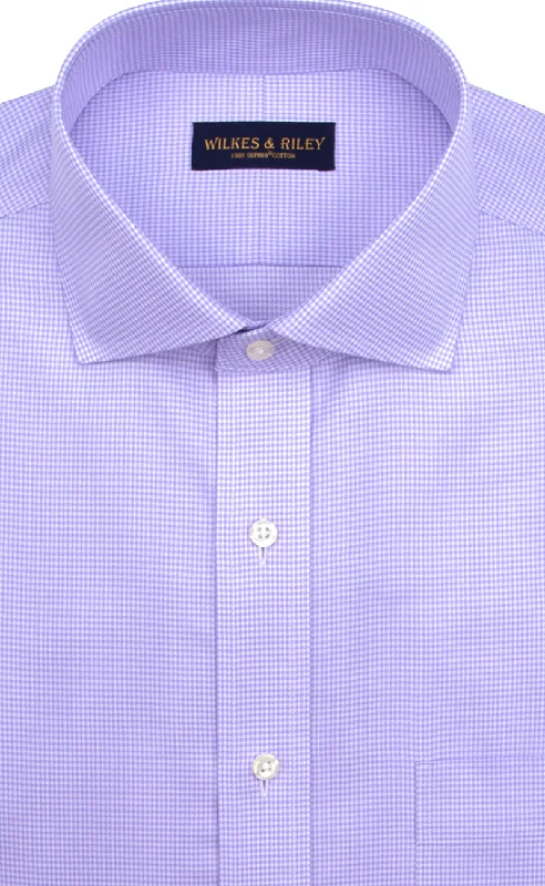 Slim Fit Purple Houndstooth English Spread Collar Supima® Cotton Non-Iron Twill Dress Shirt