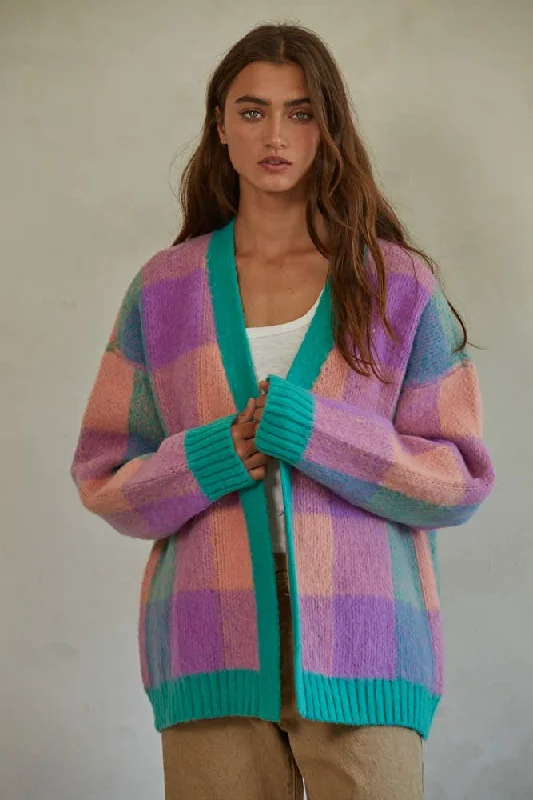 Limited Availability Knit Gingham Cardigan