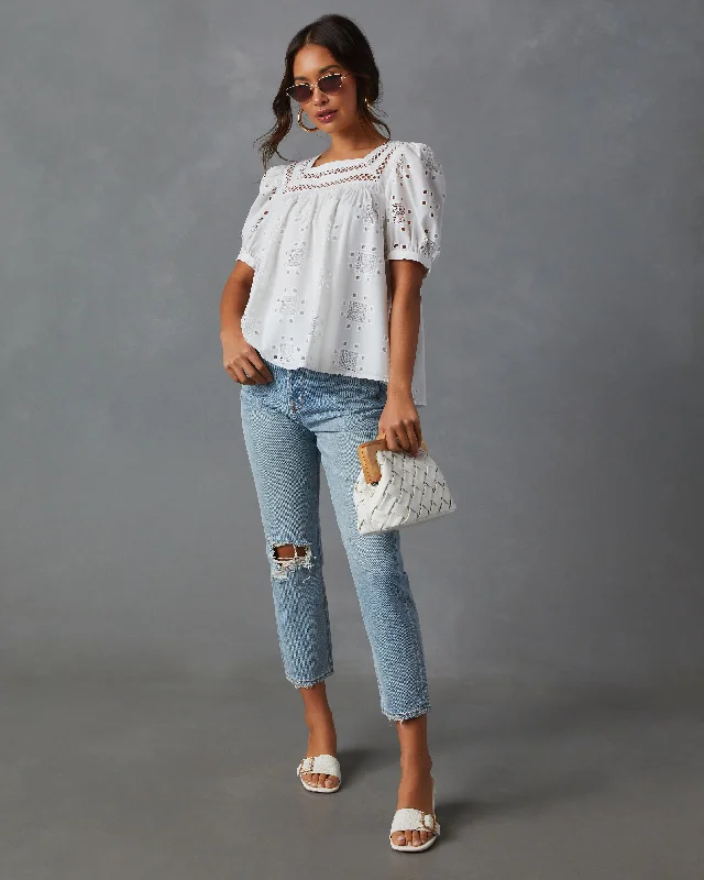 Deal Dash Patsy Square Neck Puff Sleeve Blouse
