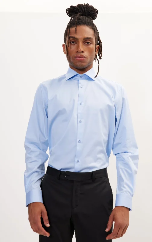 Pure Cotton Dress Shirt - Blue