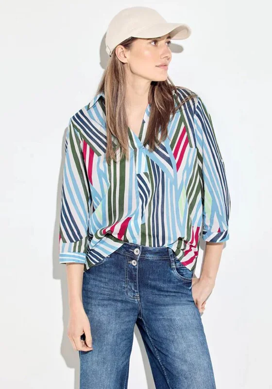 Today Only Cecil Striped Cotton Blouse, Vanilla Multi