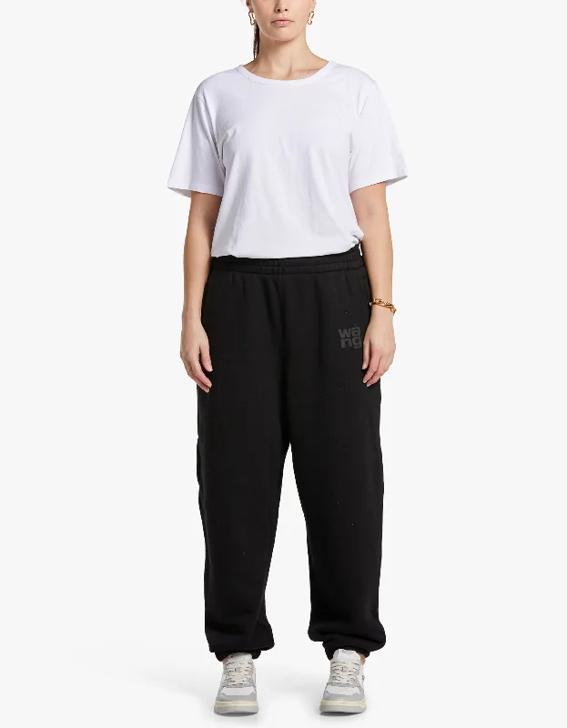 New Arrival Essential Terry Classic Sweatpant W/ Puff Paint Logo - Black