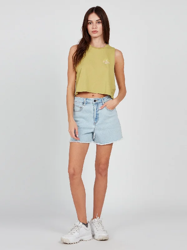 Unbeatable Deal Stone Hour Crop Tank - Shadow Lime