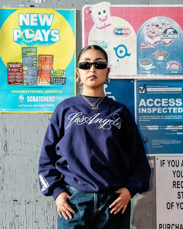 YEAR-End Clearance Los Angeles Embroidered Sweater - Blue