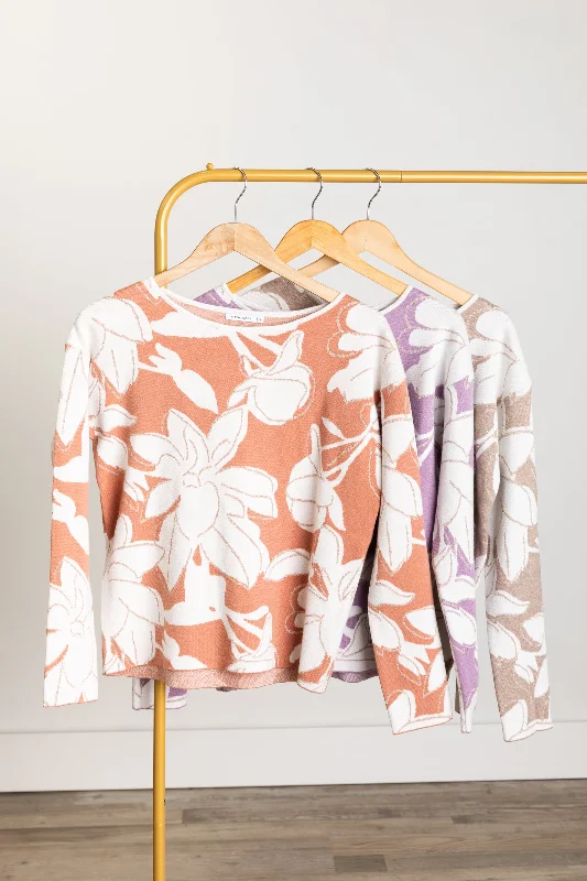 Weekend Savings Extravaganza Floral Pullover Knit Sweater Top