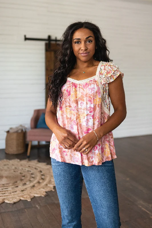 Weekend Offers That Excite Not So Serious Floral Blouse in Pink
