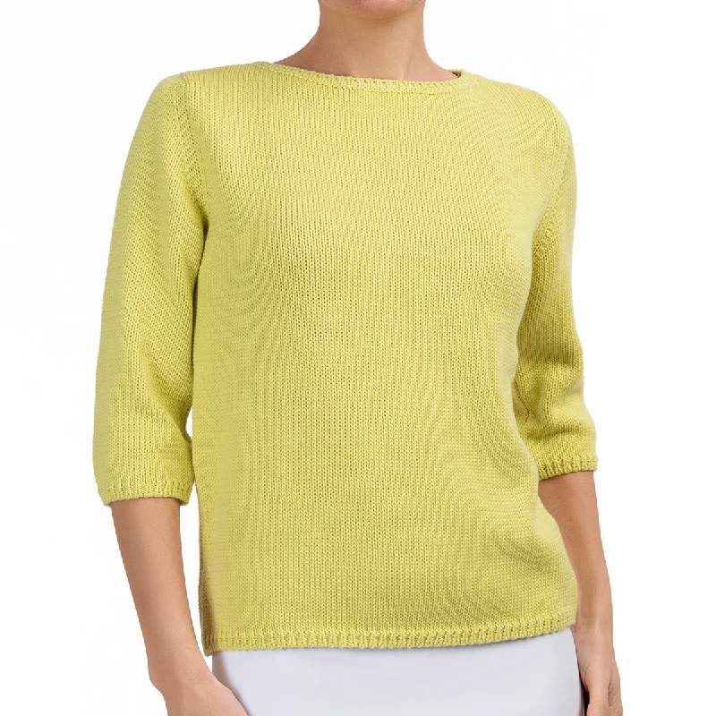 Weekend Shopping Bliss 3/4 Sleeve Pullover in Chartreuse