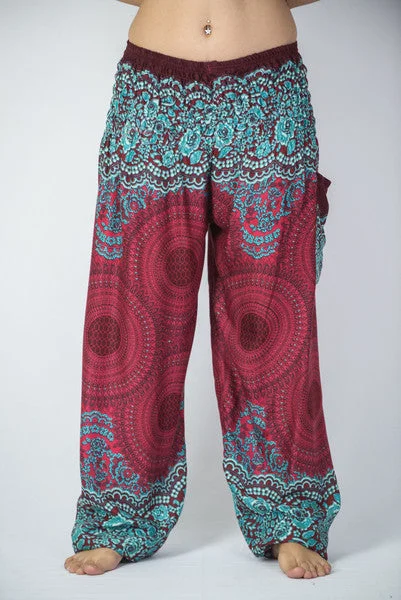 Incredible Offers Unisex Geometric Mandalas Harem Pants in Red