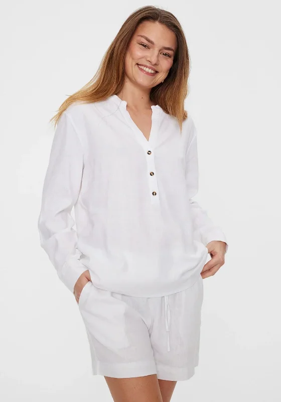 Exclusive Weekend Offers Inside Freequent Lava V Neck Linen Shirt, Bright White