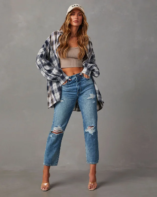 TIME-Limited Offer Axton Oversized Plaid Button Down Top