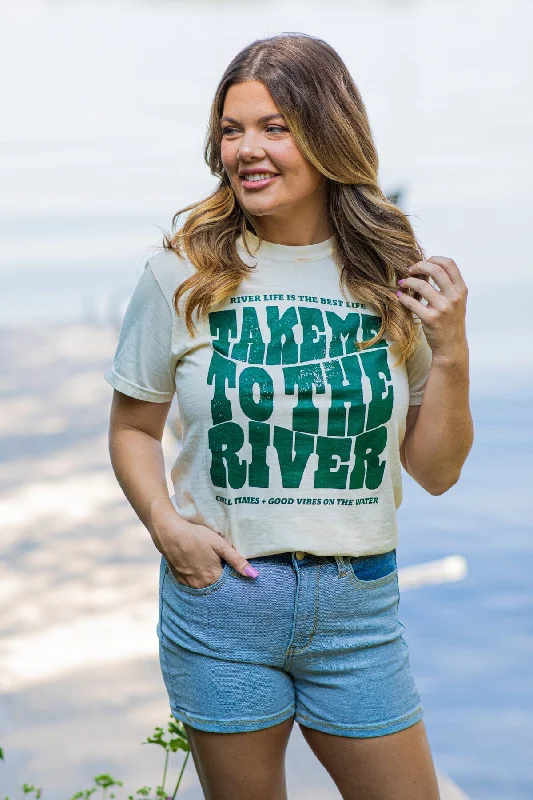Online Only Cream Take Me To The River Graphic Tee