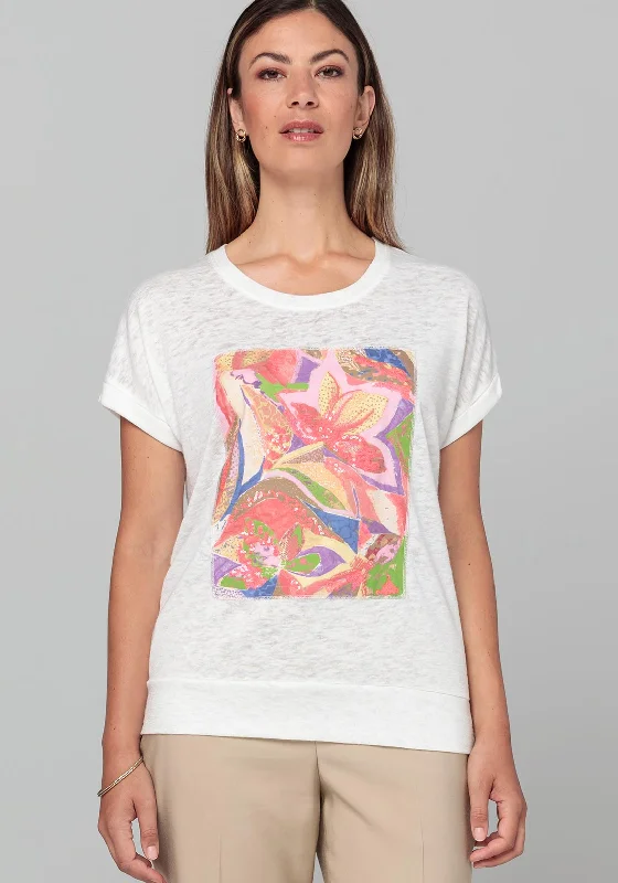 Buy Now Bianca Sequin Graphic Print Top, Beige