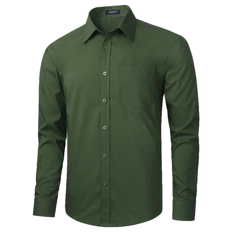 Men's Dress Shirt with Pocket - ARMY GREEN