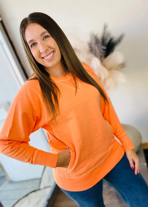 Flash Sale Light Orange - Pullover Sweater with Pockets