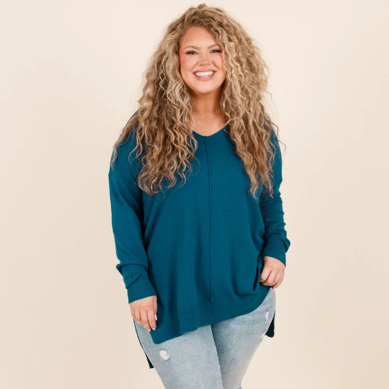Weekend Deal Miss Who I Was Sweater, Teal
