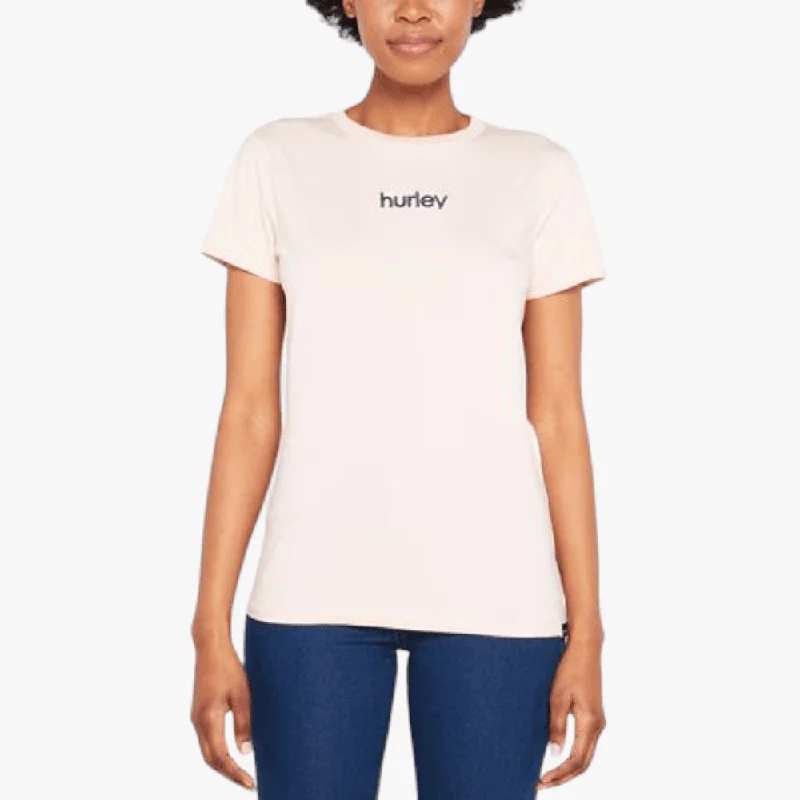 Time-Limited Offer Hurley Ladies Staple Embroidered Short Sleeve Tee Pink Clay
