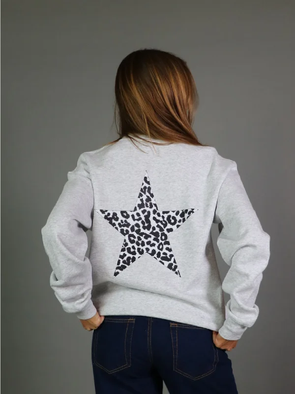 Overstock GREY LEOSTAR SWEATSHIRT (rygprint) - GRÅ