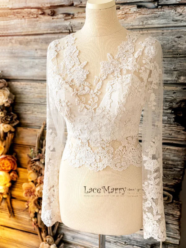 Unmissable Sale ERIKA #9 / Long Lace Sleeves Bolero with Easy Adjustable Tie up Back