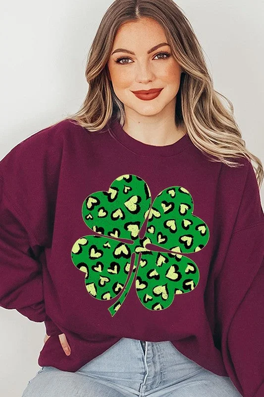 Weekend Discounts to Snag Four Leaf Clover Graphic Fleece Sweatshirts