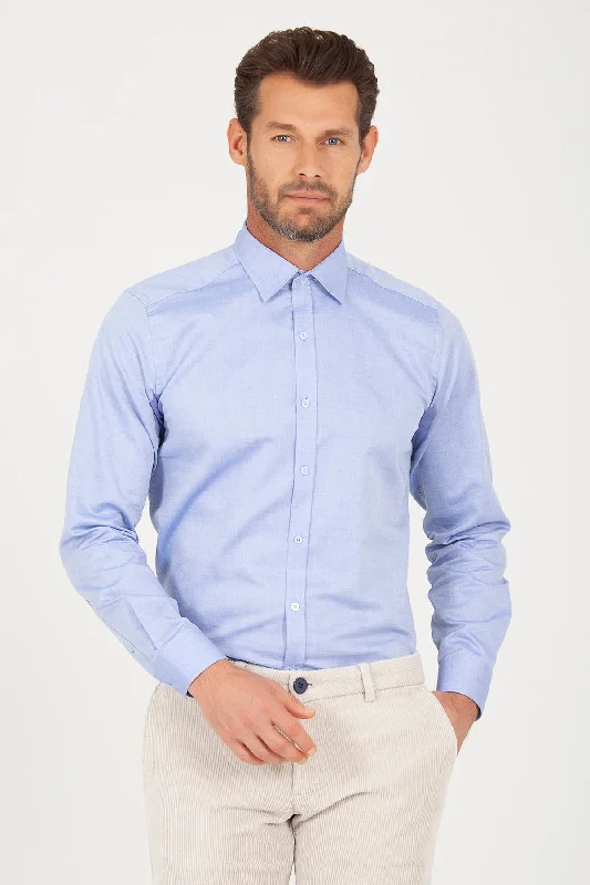 Regular Fit Long Sleeve Cotton Dark Blue Dress Shirt